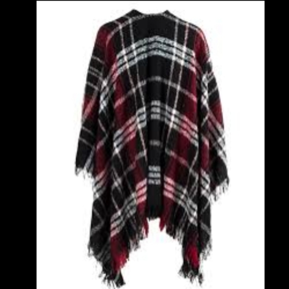 Knit open shawl poncho sweater - Picture 4 of 7